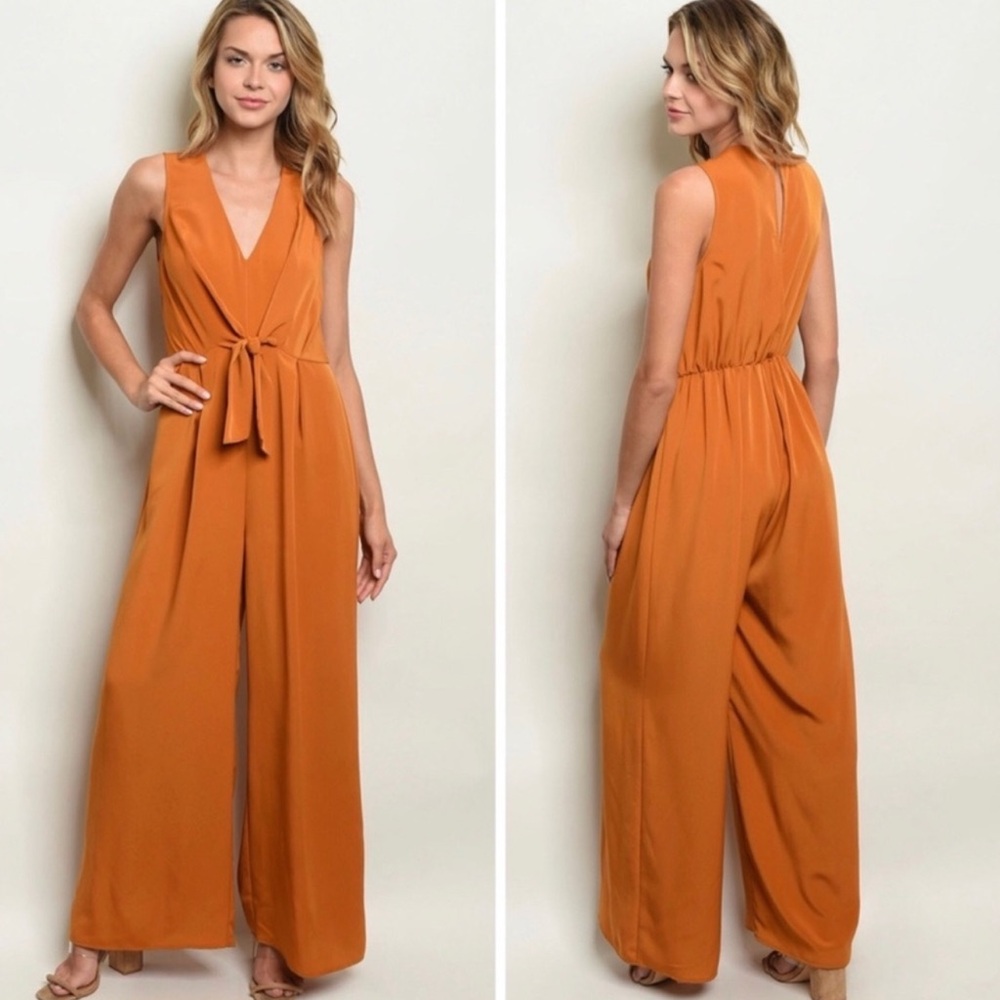 Le Lis Copper Sleeveless Wide leg Jumpsuit NWOT